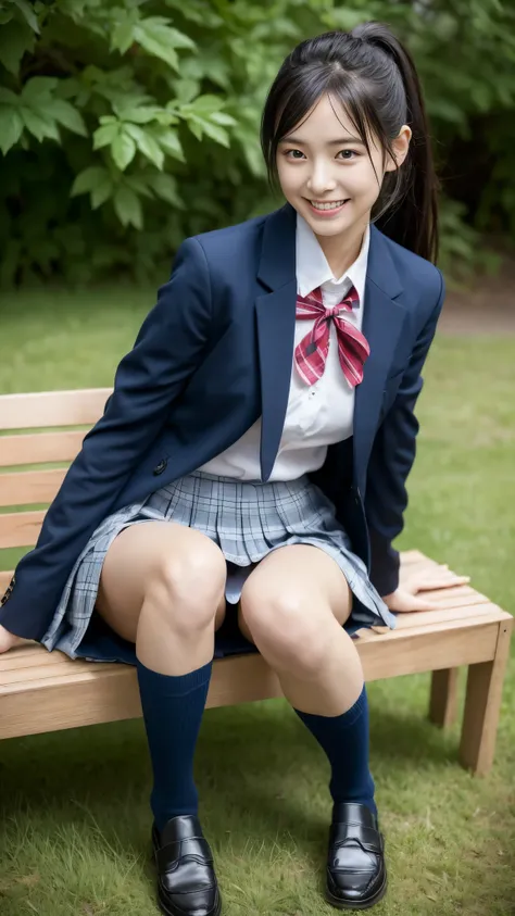 (((Attention to detail,The perfect female body、masterpiece,Attention to detail))),Long sleeve,Jacket1.5,High socks1.5,Loafers1.5,Panty shot1.5,Sitting with Knees Up on seat ,spread legs,crawling position on their hands and knees:1.5,((skirt lift:1.3)),Asia...