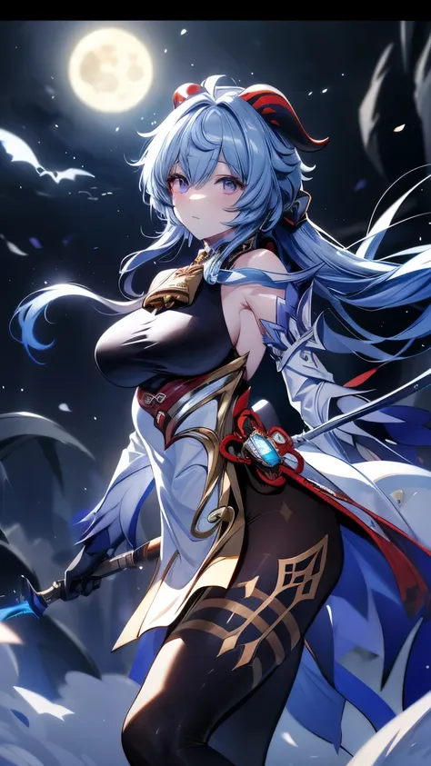((ganyu (genshin impact))))((masterpiece、8L、WAR Photo、highest quality、Realistic painting style、Cinematic Lighting、Backlight)) Medium Chest、Great cleavage,A little bit of side boob is visible、Neck length laser tights、One Girl, alone,Long legs、Thin legs、Perf...