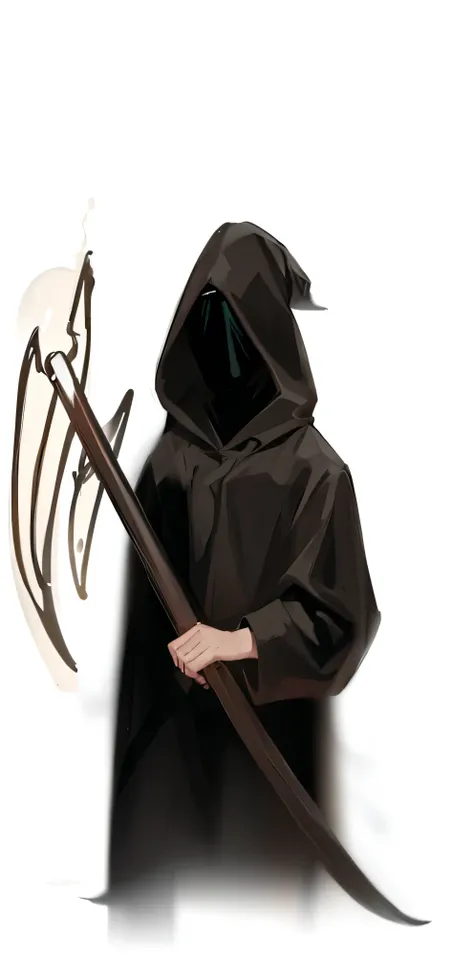 1 ghost, grim reaper, black robed, holding the death rod, high detail, high quality 4k