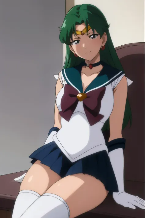 (anime:1.4), highest quality, White pantieasterpiece,Cowboy Shot,spread legs、show white panties,White shorts,
One girl, Sailor Neptune, White pantiesが見える、Mature Woman, Old age,Medium chest, Aqua Eye, Dark green hair, Medium Hair, (Sailor Warrior Uniforms:1...