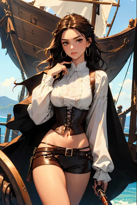 (masterpiece), best quality, expressive eyes, perfect face, (pirate ship background), (standing), (smirk), (closeup view), (1gir...