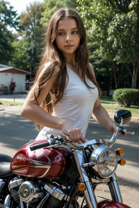 a girl in motorcycle