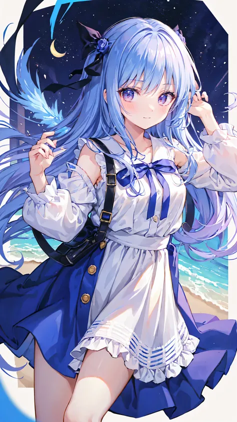 Very cute girl、(I&#39;m 10 years old)、Light Silver Hair、Shortcuts、Bangs too close to the eyes、Glowing red eyes、(Normal Human Ear)、Thin arms、Beautiful body、Thin legs、Flat Chest、Translucent white skin、Happy smile、Open your mouth、(Sleeveless sailor suit、Ultra...