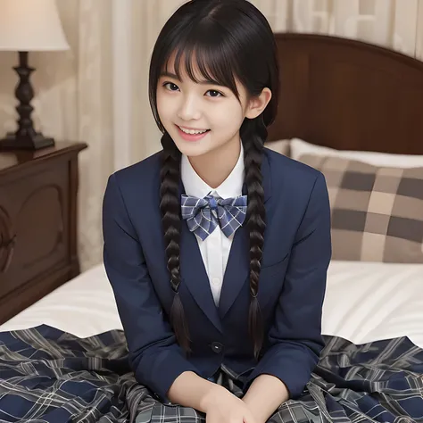 (highest quality、masterpiece:1.2)、highest quality、Realistic、photograph、High resolution、1080p、8K、Physical Rendering、((Height: 158cm)), two Japanese girls、((((((A 16 year old beautiful Japanese magazine fashion model is lying on her bed looking at the viewer...
