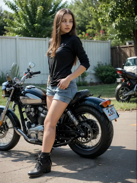 a girl in motorcycle