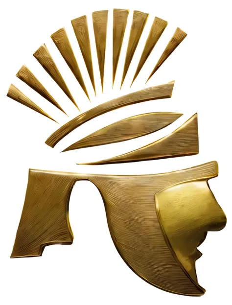 golden helmet close-up，there is a sun on the helmet, palme d'or winner, sculpture made of gold, the award-winning的 cgi, gold mas...