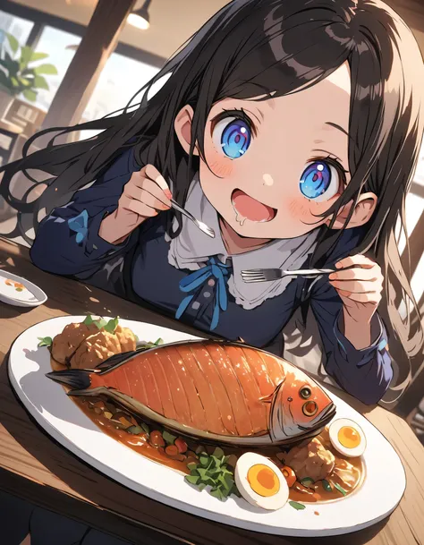 At the restaurant,
BREAK
カワウソ wearing napkins around their necks hold knives and forks, gazing eagerly at a large plate of tuna, drooling with smiles.、cute、
BREAK、(highest quality、masterpiece、High resolution、detailed)、anime style、Flat Style、(Round eyes、Det...