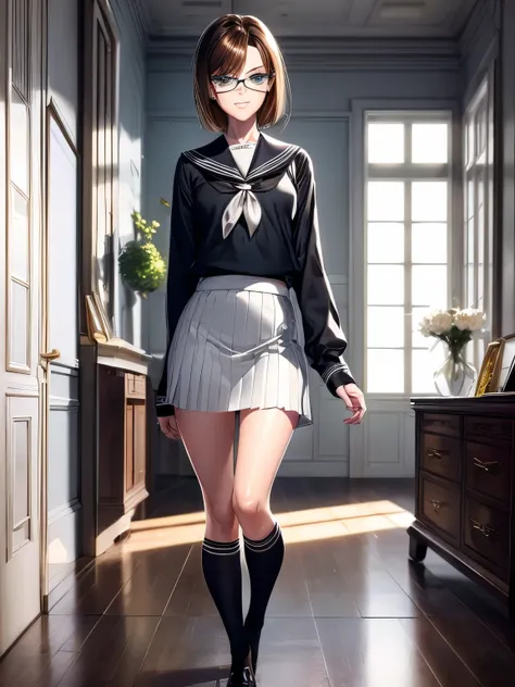 {{masterpiece}}}, {{{school uniform}}}, {{{best quality}}}, {{ultra-detailed}}, {cinematic lighting}, {illustration}, {beautiful...