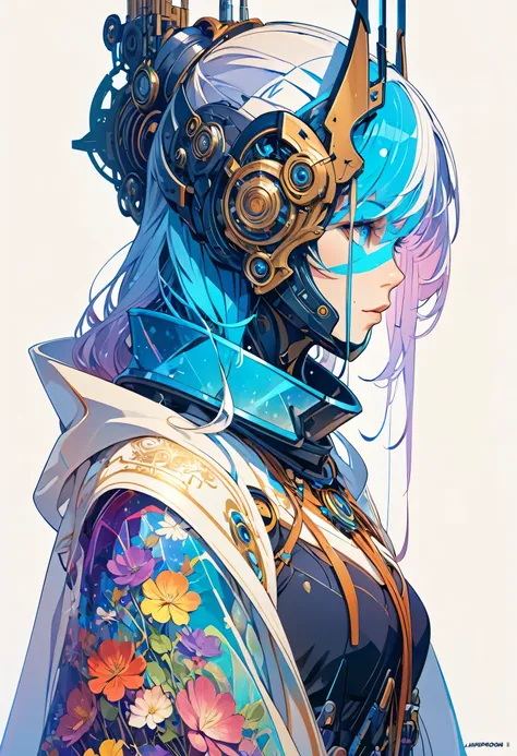  Polygon Art、Quantum entanglement、Double Exposure、 （Polygon Art）、Minimalism, Color Field Painting, By Alphonse Mucha,Stardust、 Attention to detail, Textured skin、Facial decoration、Digital, shape, Machinery Armor、Digital art, Digital painting, anime art wal...