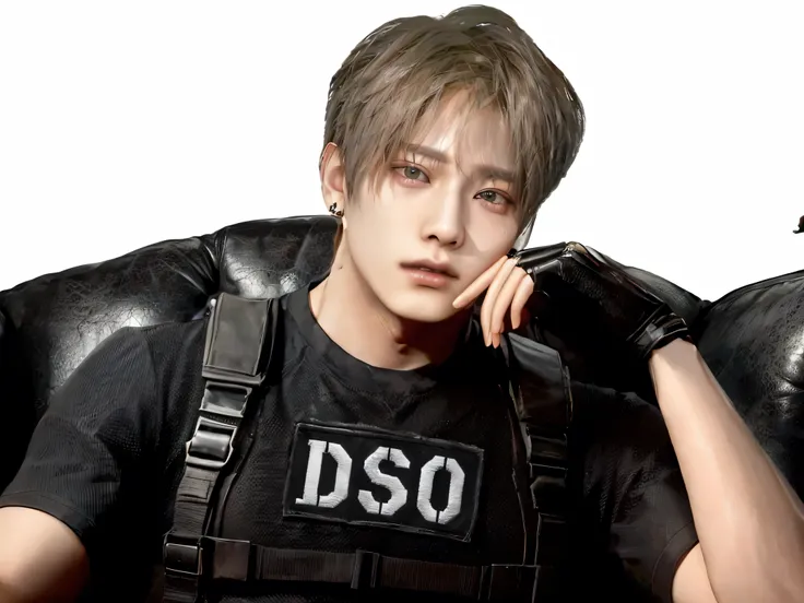 Arafed image of a man sitting on a sofa wearing a black shirt., kda, inspired por Jang Seung-eop, Kim Doyoung, cai xukun, jungkook, SSAO 8 k, SSAO, sakimichan, inspirado en jeonseok lee, hyung tae, Jung Jaehyun, inspirado en Bian Shoumin, por Jang Seung-eo...