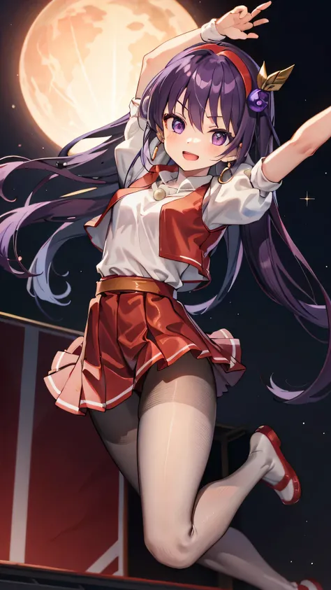 {{{masterpiece}}}, {{{best quality}}}, {{ultra-detailed}}, {illustration}, {{an extremely delicate and beautiful}}, 8k, nsfw, Asamiya Athena(The King of Fighters 97), Slender beautiful legs Purple eyes, Purple hair, Long hair, white earrings, red hairband,...