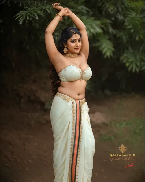 Wearing a sexy satin saree with strapless Bra, sexy Indian housewife, Looks like Indian Actress Nayanthara, actress Nayanthara, mallu, mallu aunty, desi aunty, full figured mature beauty,  sweaty skin , shining skin, sweat, attractive figure, 48 years old,...