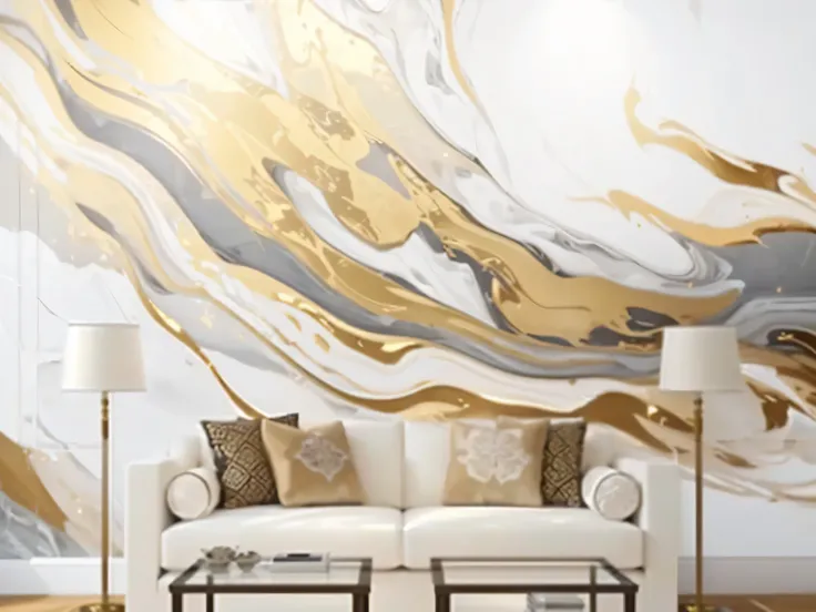 Alafi wall with large marble pattern in the living room, 4K/8, Marble and light gold, 4K/8k, 4K / Eight thousand, mural, artistic 4K, 4K, 4K, Marble effect, marble and gold, 4K ), 4K), heavenly marble, Ethereal gold and silver tones