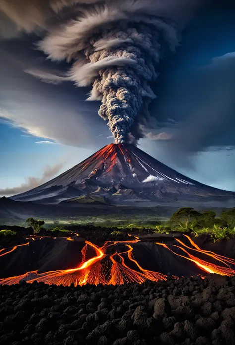In an intricate display, eruptions unfold like a symphony, with each volcano representing a note in the grand composition of Earths tumultuous geology.