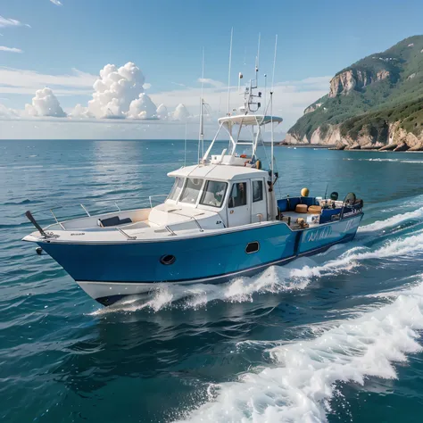 Best quality fishing boat on ocean 