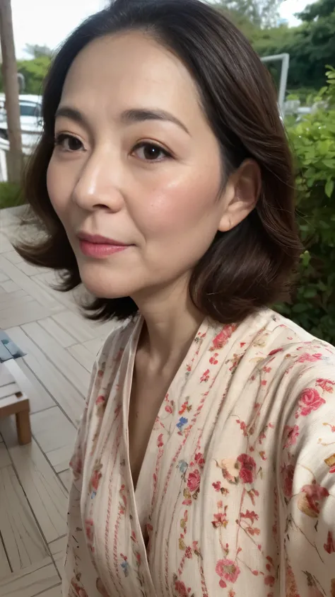 Masterpiece, Ultra HD, Ultra high definition, Perfect skin depiction, Perfect depiction of the human body, Perfect lip drawing, Perfect ear depiction, early summer clothes, Natural Hairstyle, Solo, Japanese, Late Elderly, 120 years old, Mature Woman, beaut...