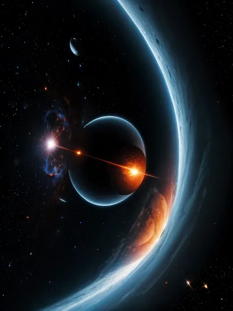 I would like a black hole ready to collide with the Moon, as well as a supernova in the background.