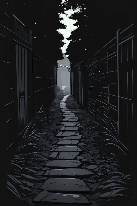 A path in complete darkness, no one in the way