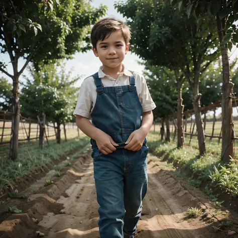 Poor boy in farm like animation photo