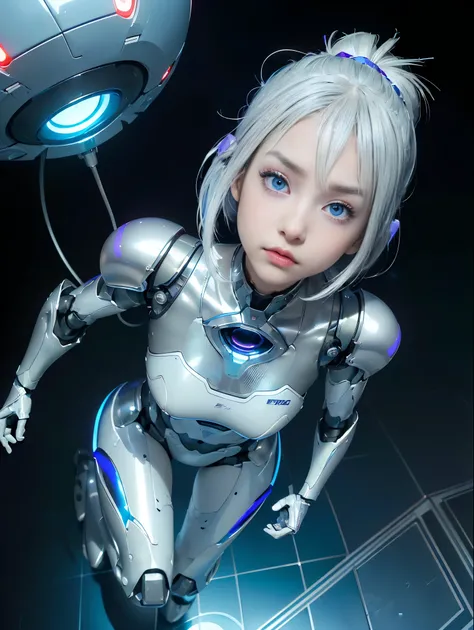 the best ever、8K,(((full body Esbian)))、(((The sheen)))、(((metalic)))、(((Very shiny、Very hard polished iron armor)))、(((cyberpunked)))、The cute beauty of the mecha(Best Quality, Detailed details, masutepiece, , 8K, Chiaroscuro,Great in good shape、Bust phot...