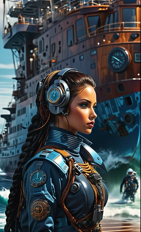 Nazare Nautica vol.2 - Port and shipyard, by Luis Duarte, Nanopunk, blue shading, Nazare style, Element Water, Mythpunk, Graphic Interface, Space Art, Sci-Fic Art, Dark Influence, NijiExpress 3D v3, Kinetic Art, Datanoshing, Oilpainting, Ink v3, Splash sty...