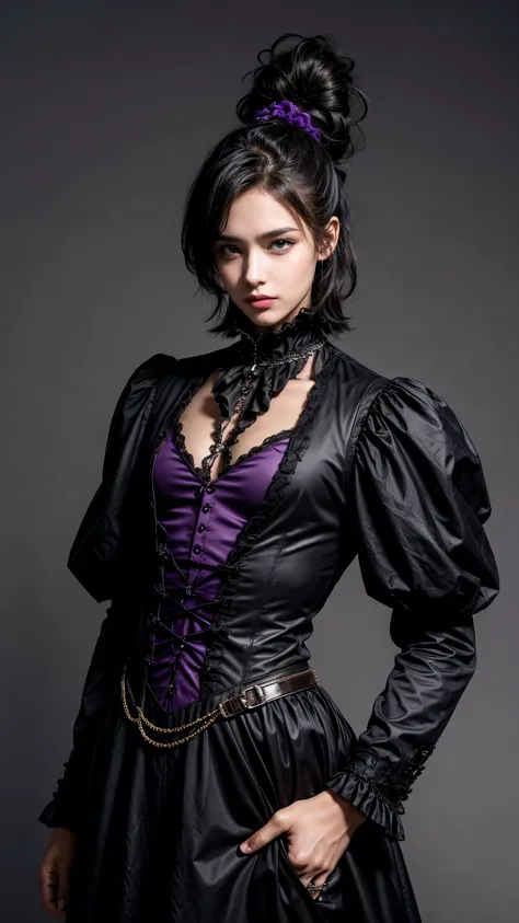 Gothic Negro, , , With terrible hair, , , douchebag, , , Black dress with purple details, , , These clothes are all in Victorian style.