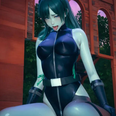 Girl stabbed in the hip with a sword、Close-up of a girl in a black shiny latex suit, Glossy leotard,Saiyan Girl, wonderful, Nano Girl, Female body type, Inspired by Hiromu Arakawa, Anime Manga Robot!! Anime Girls, Fubuki, Full Body Suit, by Hiromu Arakawa,...