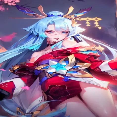 a close up of a person with a sword and a dress, keqing from genshin impact, onmyoji, onmyoji detailed art, onmyoji portrait, portrait knights of zodiac girl, ayaka genshin impact, zhongli from genshin impact, ayaka game genshin impact, genshin impact char...