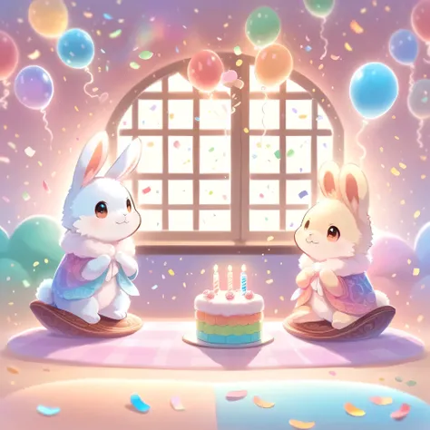 cutean illustration,rabbit kindergarten,rabbit&#39;s parent and child:animal:cute:get closer:comfortable and warm:looks happy,an...