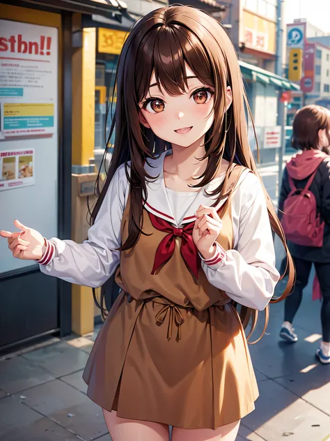 brown hair. anime girl. asian girl. ulzzang. brown eyes. smiling. seifuku