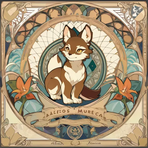 highres, top quality, best quality, paid reward available, High-quality illustrations by Alfons Mucha, unparalleled masterpiece, perfect artwork, absurdres, logo mark, stamp, Geometric pattern, vector-art, masterpiece(kemono, furry anthro)flower,