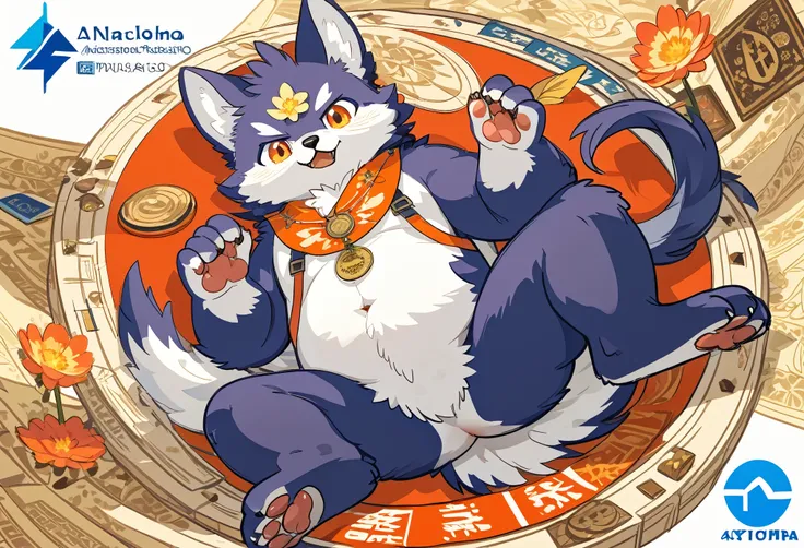 highres, top quality, best quality, paid reward available, High-quality illustrations by Alfons Mucha, unparalleled masterpiece, perfect artwork, absurdres, logo mark, stamp, Geometric pattern, vector-art, masterpiece(kemono, furry anthro)flower,