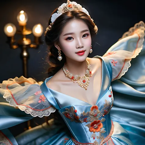 moonset, (epic best quality,RAW photo,masterpiece:1.2),(realistic,photo-realistic:1.37),1girl,night,professional lighting,photon mapping,radiosity,Korean Doll,long traditional dress,grey background,beautiful detailed eyes,beautiful detailed lips,doll-like ...