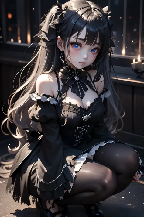 Hard Dark Gothic Makeup、Deep Night Sky、Horror、Black dark eyeshadow、cry、sad、Good skin radiance、Dark Gothicメイク、Dark smile、palace、The beauty of fragrance、24-years-old、Expression of intense sexual pleasure、Embarrassed look、Dark Gothic、Obscene language、highest ...