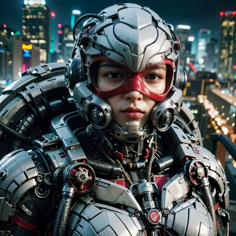 Masterpiece, (ultimate quality:1.2), 8k, Japanese woman in turtle-type powered suit, silver base with yellow and black accents, very beautiful face, mechanical, (mechanical bat wings), jet pack, hydraulic cylinder, power pipe, ultimately intricate details,...