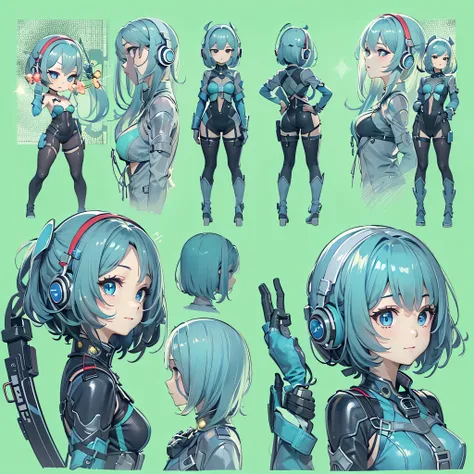 (masterpiece、highest quality、Highest Resolution、Clear_image、Detailed details、Angle from above): (Whole body、One 20 year old girl、Japanese Faces、Small Face、Slender、Navy blue super short bob cut hair、(Hidden small breasts:1.3)、Sparkling blue eyes、Shiny pilot...