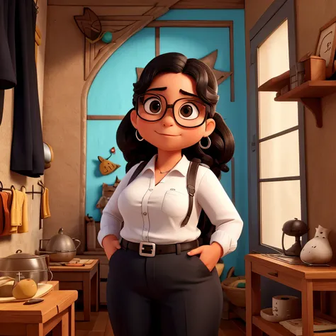 Uma menininha loira fofinha, wear glasses. No seu quarto tem um arco e flecha e algumas medalhas. She has three cats, a totally black one that calls coffee, uma preta e branca que chama Agatha e uma menor , branca e marrom que se chama yummi