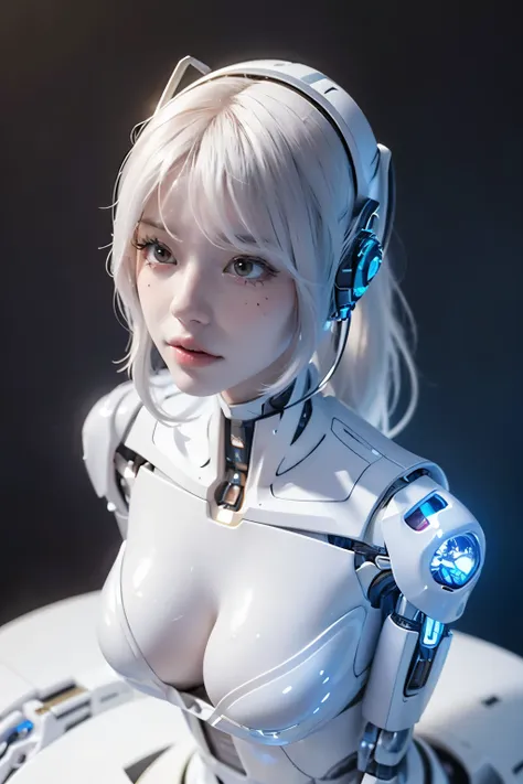 top-quality、​masterpiece、超a high resolution、(photorealsitic:1.4)、(cyborg:1.6), ((view from above)), raw photo、1 cyborg girl、ange...