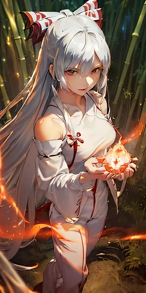 (masterpiece, best quality:1.3), (ultra detailed:1.3), (final fantasy artwork concept:1.5), (manga eyes + hair + clothes + body + face + colors + shoulders + eyes:1.3), (from above:1.3), Fujiwara no Mokou, Touhou Series, (anime, illustration:1.3), perfect ...