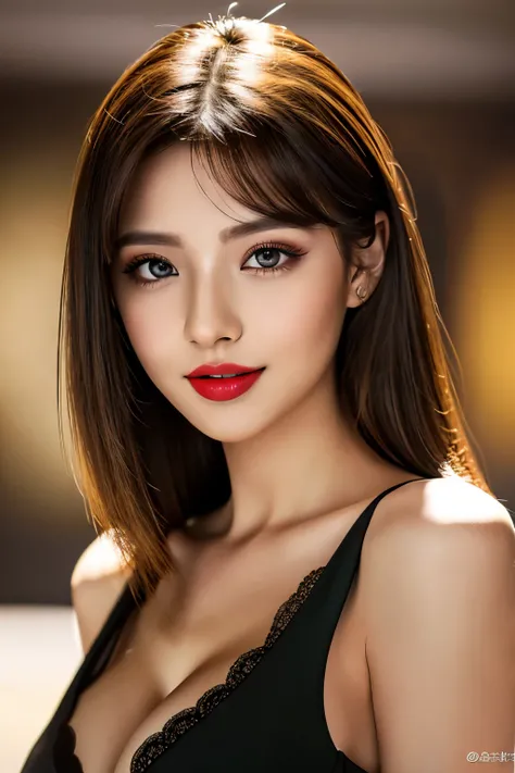 (highest quality、table top、8k、best image quality、Award-winning work)、(one young girl, 14 years old:1.3)、no sleeve, (red eyeshadow:1.2)、perfect makeup、long eyelashes、Super high-definition sparkling eyes、ultra high definition hair、ultra high resolution gloss...