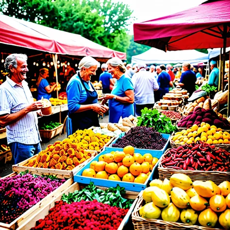Step into the vibrant hustle and bustle of Willowbrook Countryside Villages lively Local Market, where the air is alive with the scent of fresh produce and the joyful chatter of villagers mingling amidst colorful stalls. From your chosen vantage point amid...