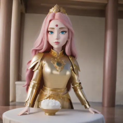 ((a beautiful fantasy empress)) (freckles:0.8)photo of a college student, in Desert Color Coarse Linen Pink,Desert Color Coarse Linen, (freckles:0.8) cute face, sci-fi, dystopian, detailed eyes, Heterochromia eyes((Side view))(Lunar soil)((Gold silk armor)...