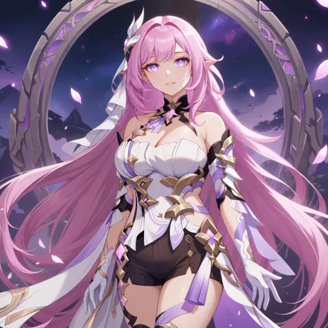 masterpiece,very aesthetic,1girl,elysia \(herrscher of human:ego\) \(honkai impact\),pink hair,purple eyes,pointed ears,white cl...