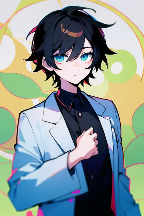 Anime boy with short black hair posing for a photo, black hair, white coat, black haired , Short Hair, Short Hair, Anime Moe Art Style, 2d animation style, Doctor, Doctor, Doctor, doctor, Second Art, 2D Art, Anime Style 4k, Nightcore, Vocaloid, 2d animatio...
