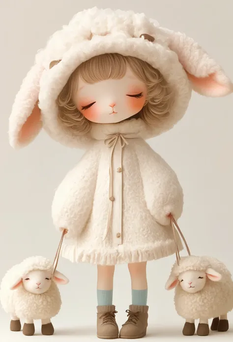 dream,Cute lamb girl wearing a big hat,Soft,sock,shoe,whole body,Soft,
