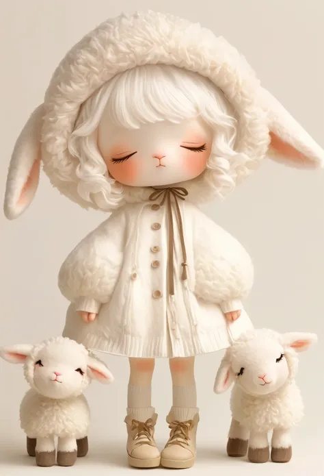 dream，cute lamb girl wearing a big hat，soft，sock，shoe，whole body，soft，