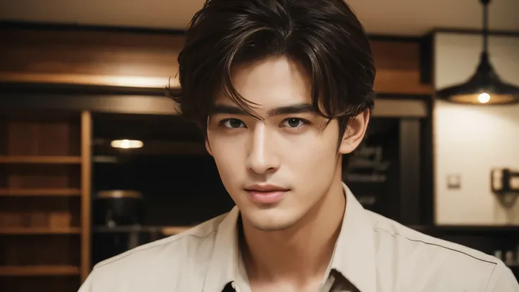 musician、Breezy, 20代のa handsome guy性、（Super cool S-class guy）、Japanese Men, 20-year-old、、Photo taken in a cafe、a handsome guy、（CG Unity 8K high resolution photo）、（Very detailedＳクラスのa handsome guy性）、（Realistic）、（highest quality））、Very detailed、super high qu...