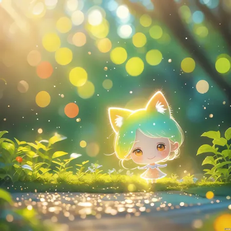 1girl BREAK1cat,Marshmallow Tree Highest Quality,4K,8k,high resolution,masterpiece:1.2),Ultra Detailed,(Practical,Realistically,lifelike:1.37),Sweet,Vibrant colors,Fantastic,Big Tree,soft sky,Fluffy clouds,fairy tale,tasty,Branches full of candies,Sugar co...