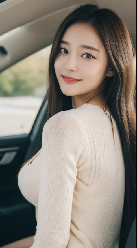 ((highest quality, 8k, masterpiece:1.3)), concentrated:1.2, Perfect body beauty:1.4, Hips:1.2, ((Delicate Hair)), (Sweater Tube Top:1.1) , (sports car, street: 1.2), Highly detailed face and skin texture, Fine grain, double eyelid, Whitening skin, Huge bre...