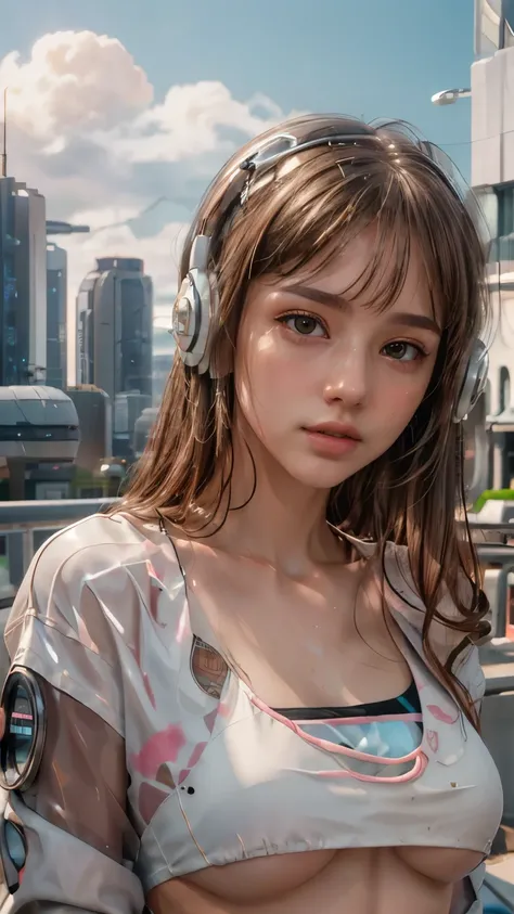 masterpiece, highest quality, Super detailed, 8k, RAW Photos, Realistic, One girl, alone, Rim Light, Super detailed face, (Contrasting:1.1), Shoot from the front, (head shot:1.6), Upper Body, smile, Amazingly cute young Russian girl, Droopy eyes, Pale pink...